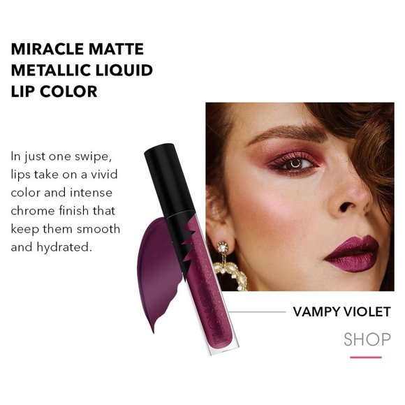 FLOWER Miracle Matte Metallic Liquid Lip Color Vampy Violet .176 oz NEW - Picture 3 of 5